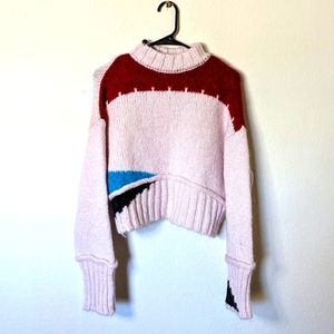 NWT Tru Luxe Jeans Abstract Crop Pullover Sweater